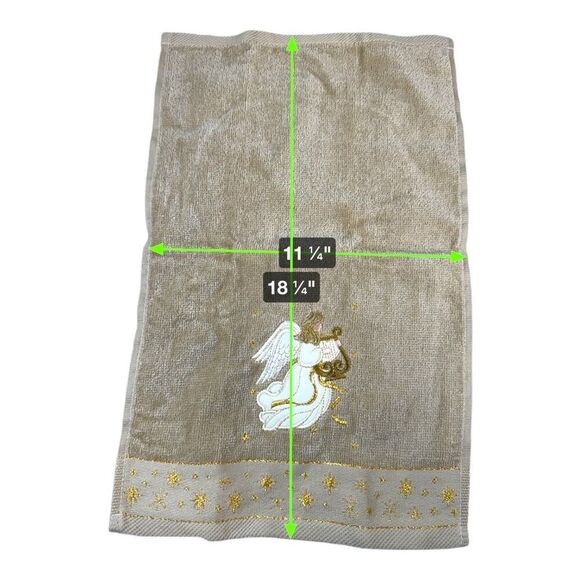 Angel Embroidered Bath & Hand Towel Set By Cecil Saydah Christmas Holidays Lot - Picture 5 of 6